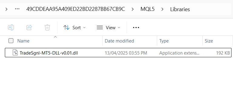 MQL5 folder structure showing Libraries folder